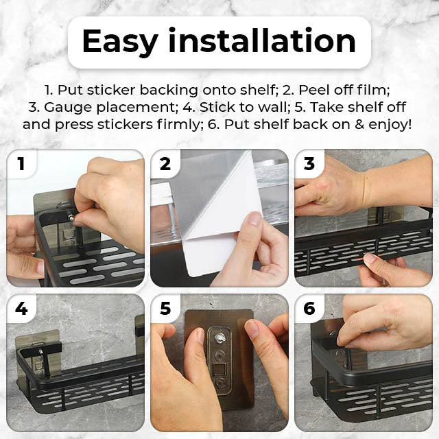 No-Drill Adhesive Shelf - Straight - No Mess, No Damage, Simply